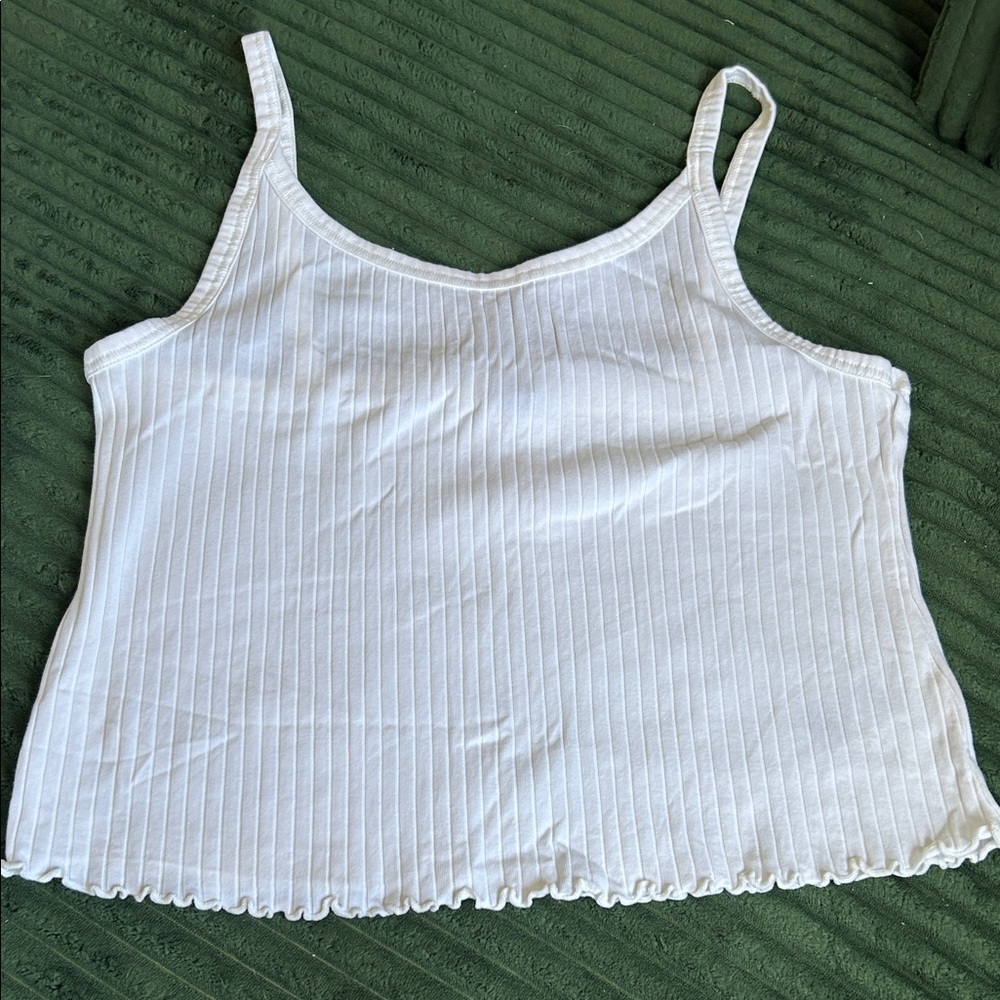 Women’s White Ribbed Camisole Tank Top